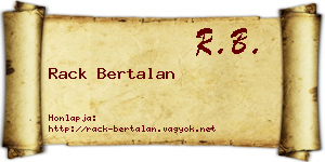 Rack Bertalan névjegykártya